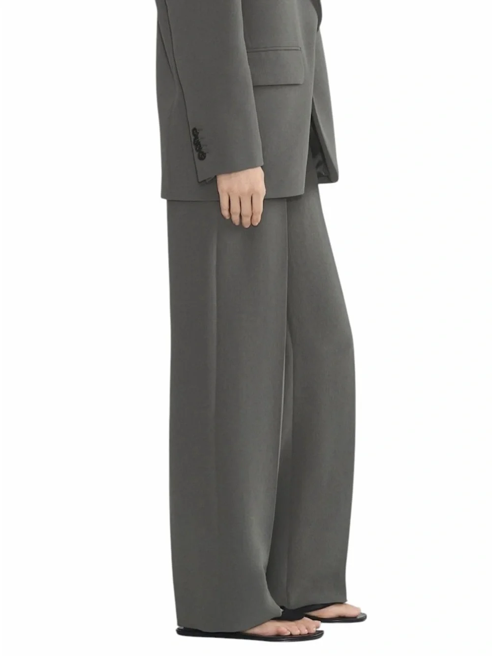 Aritzia The Limitless High-Rise Wide Leg Pant Coal Grey Crepette Sz 10 NWOT - Picture 14 of 16